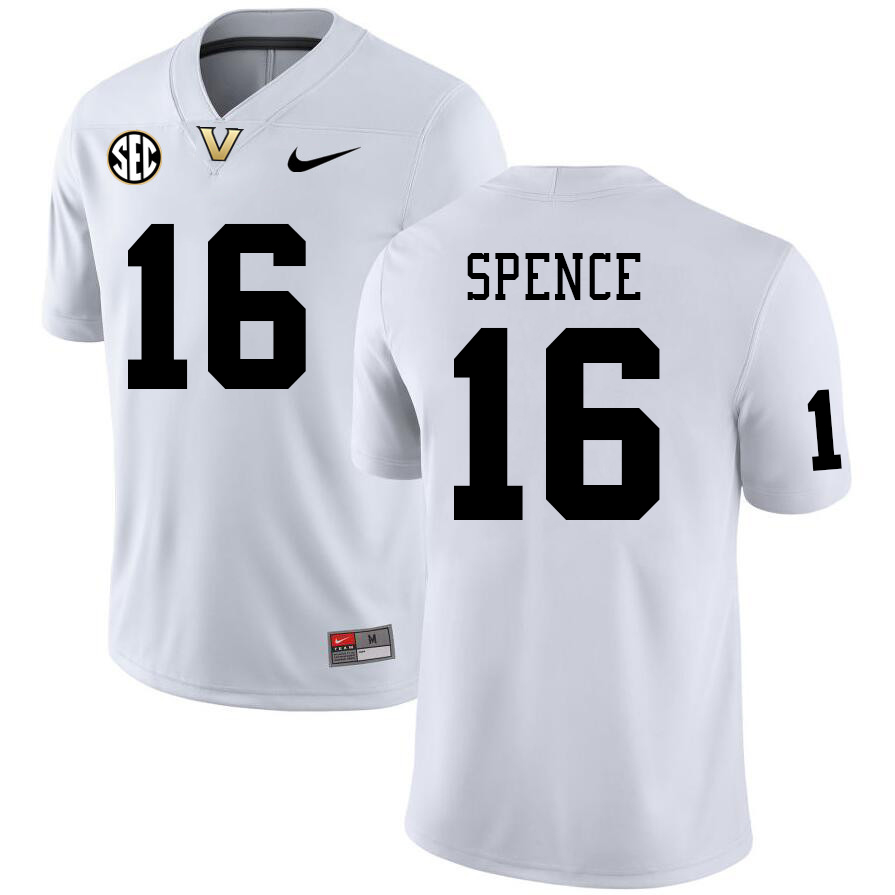 Vanderbilt Commodores #16 Cole Spence College Football Jerseys Sale Stitched-White